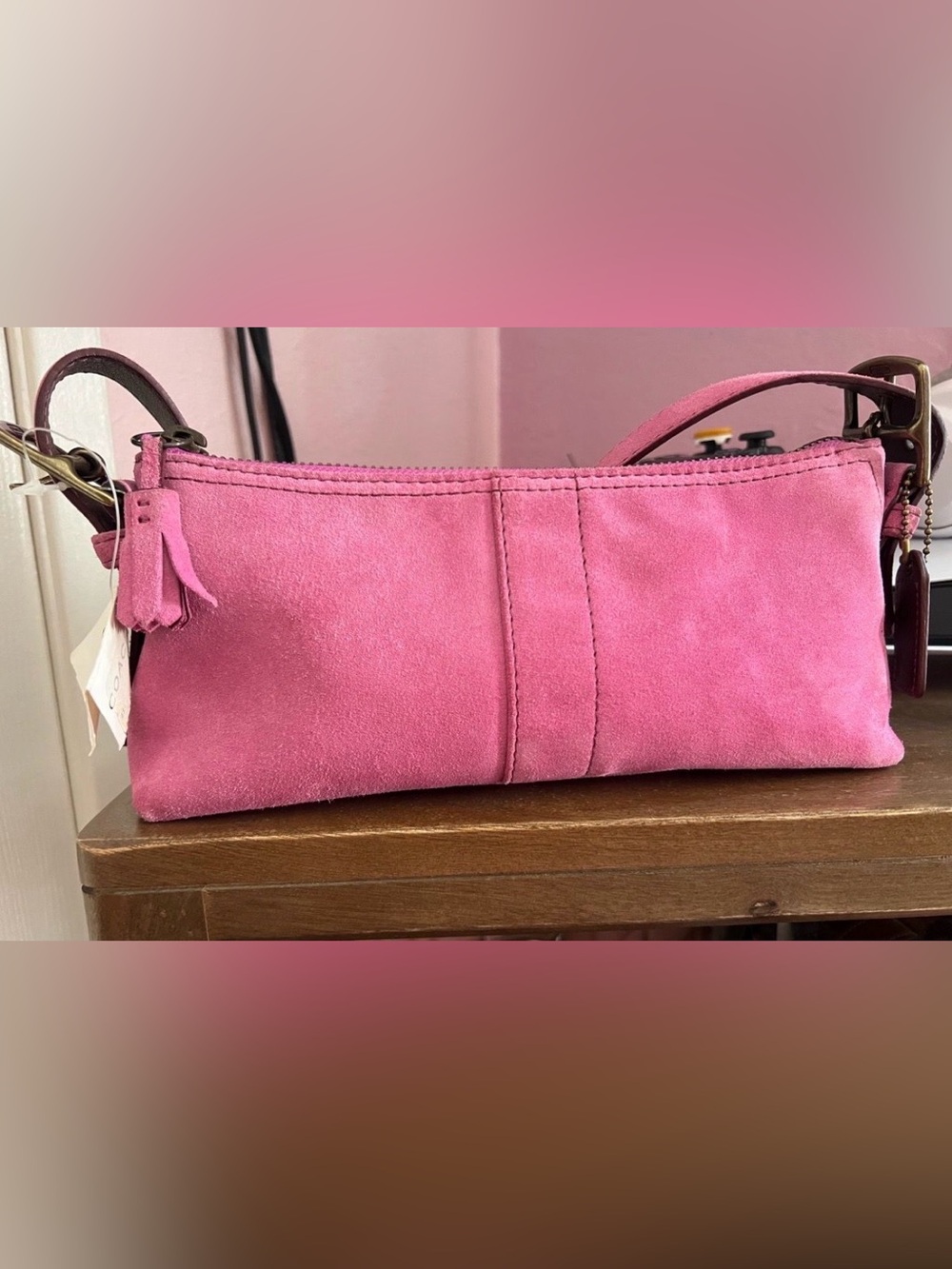 Vintage Y2K Coach Hamptons Demi PINK Suede